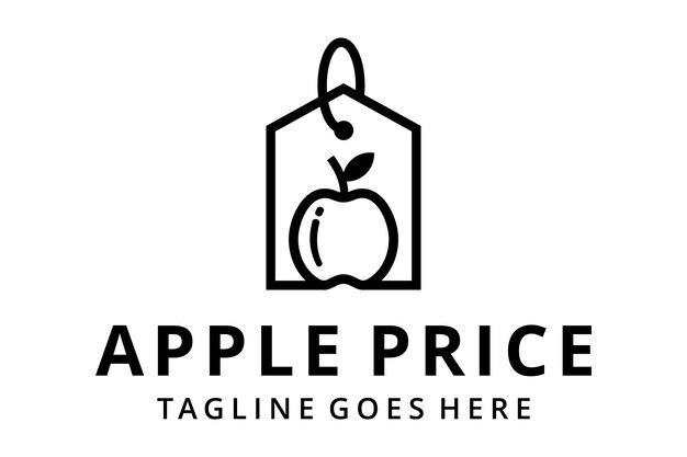 Illustration abstract modern tag price with apple fruit logo design template