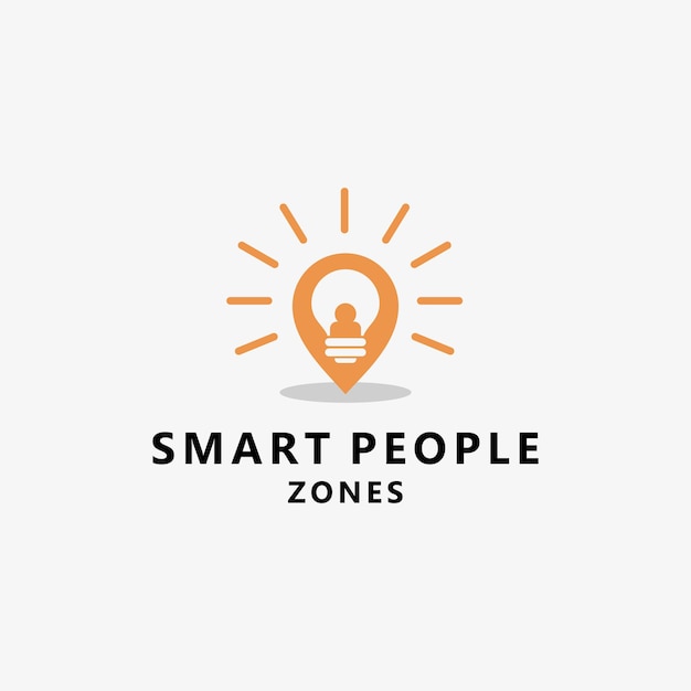 Illustration abstract people on lightbulb with pin location sign logo design