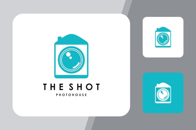 Illustration of an abstract photo camera in a small house logo design