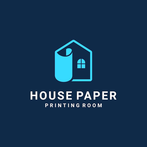 Illustration abstract real estate house with paper printing sign logo design vector