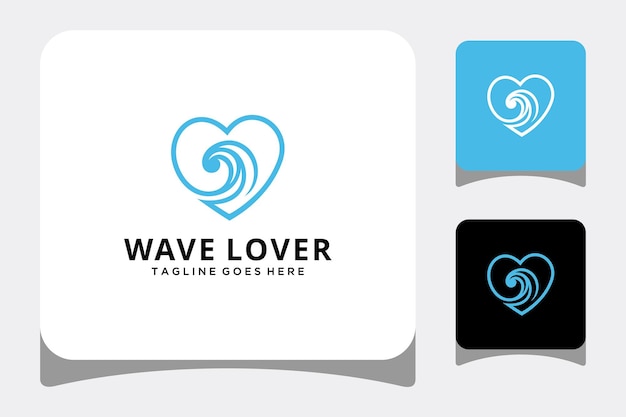 Illustration abstract sea Water wave Logo Template with heart sign