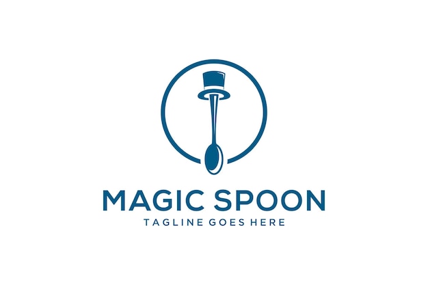 Illustration abstract spoon that hats and looks very funny and magic logo design