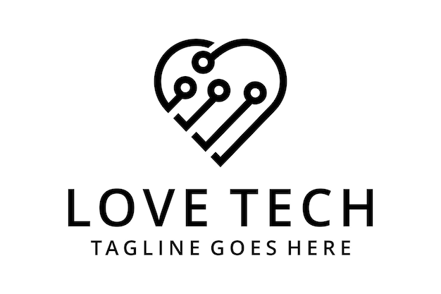 Illustration abstract technology sign connect with love or heart logo design template