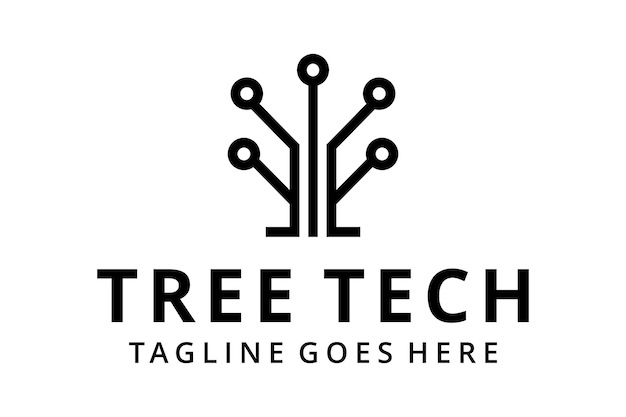 Illustration abstract technology sign connect with tree logo design template