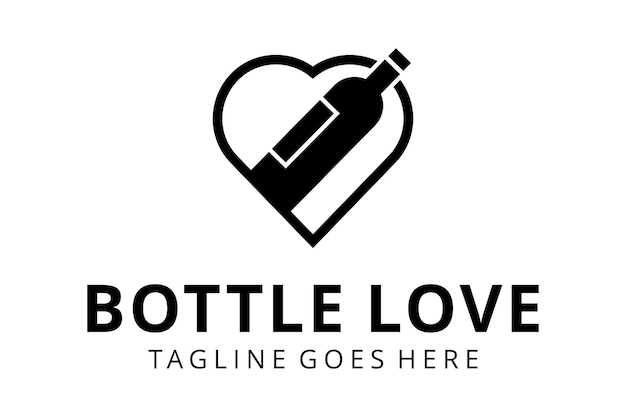 Illustration abstract Wine bottle drink logo design template with heart or love logo design