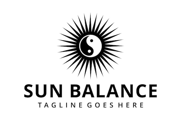 Illustration abstract yin yang balance on sun sign logo design template