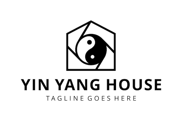 Illustration abstract yin yang house balance sign logo design template