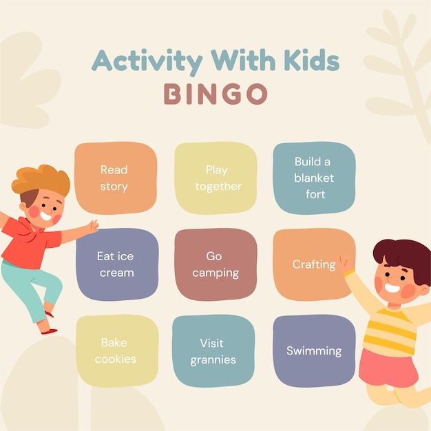 Illustration Activity With Kids Bingo Games Instagram Post Template