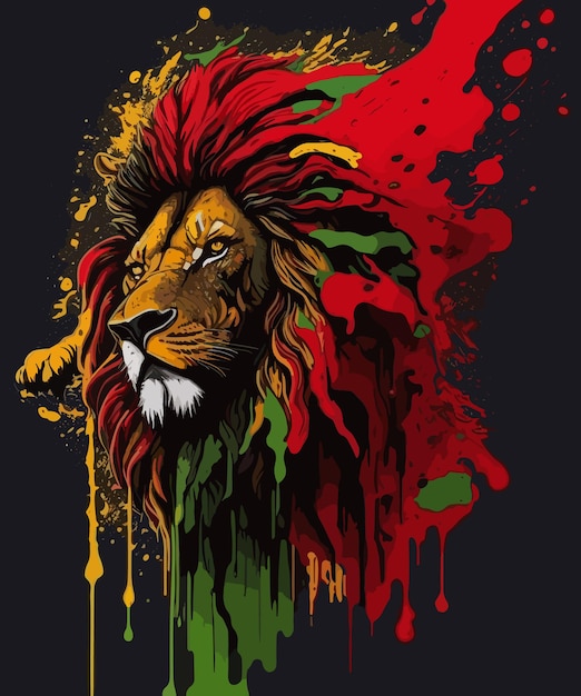 An illustration of an African lion with juneteenth black history month colours