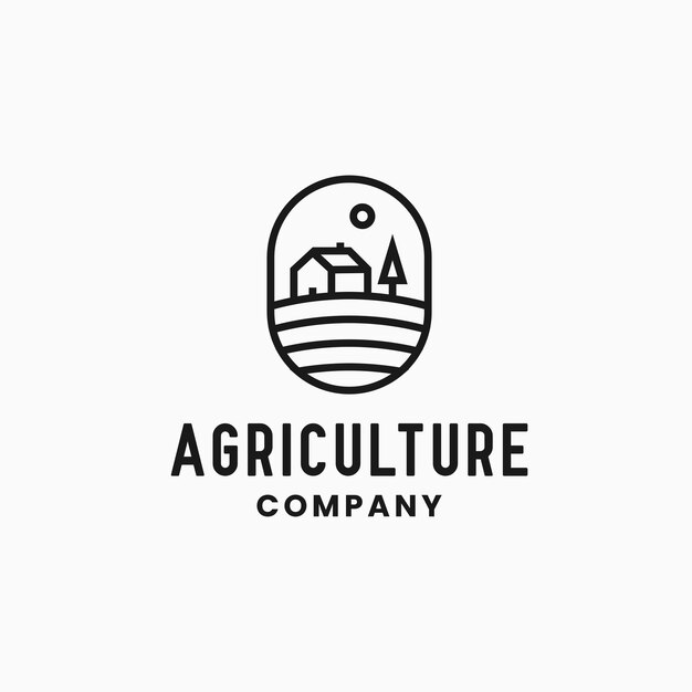 Illustration Agriculture with simple line art style for farm farming farmland logo design