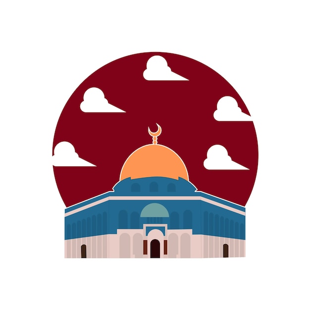 Illustration of the Al Aqsa mosque Isra Miraj background