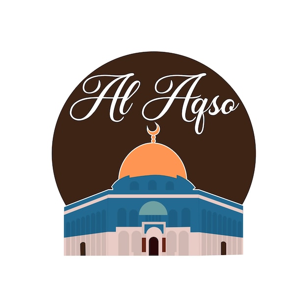 Illustration of the Al Aqsa mosque Isra Miraj background