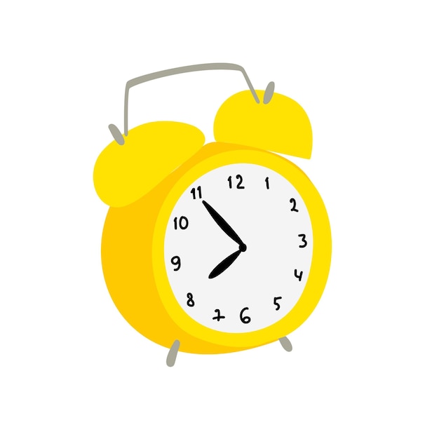 Illustration alarm clock yellow color isolated on white background