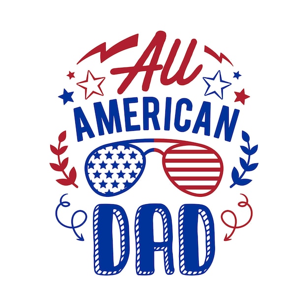 Vector illustration all american dad mom boy and girl happy independence day for advertising poster