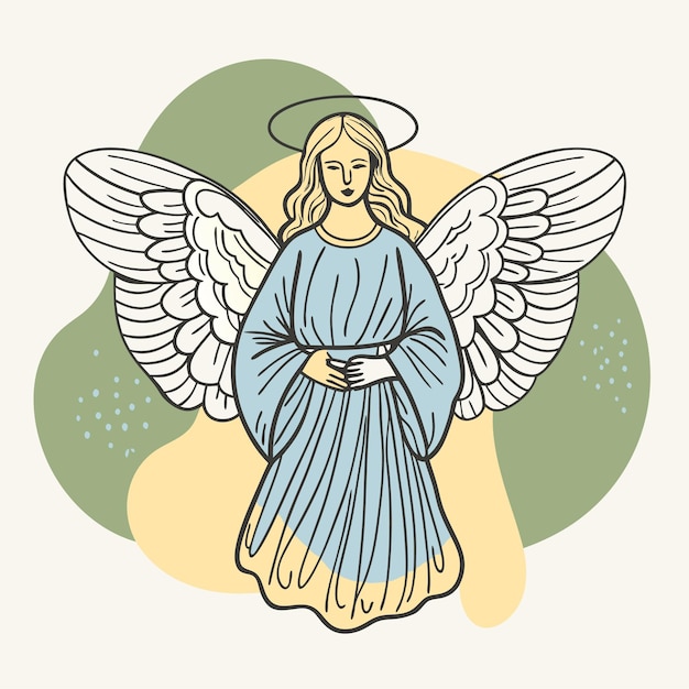 an illustration of a angel with an angel in the middle