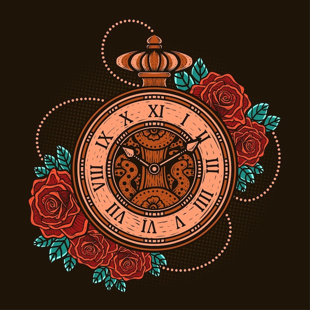 Vector illustration antique clock with deep meaning about patience and time