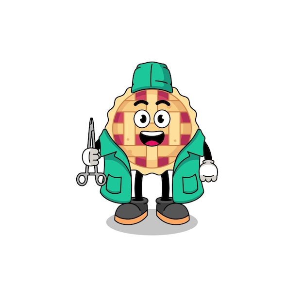 Illustration of apple pie mascot as a surgeon