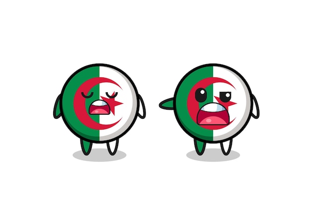 Illustration of the argue between two cute algeria flag characters cute design