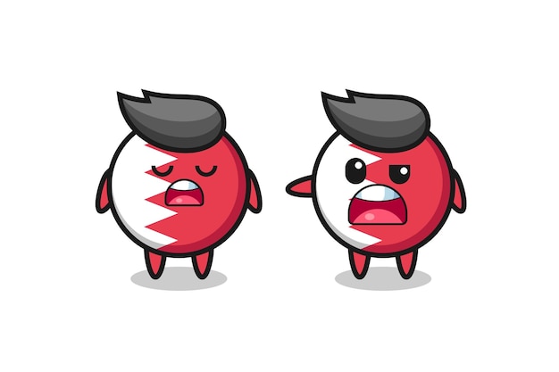 Illustration of the argue between two cute bahrain flag badge characters