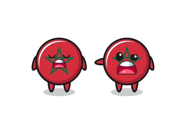 Illustration of the argue between two cute morocco flag characters