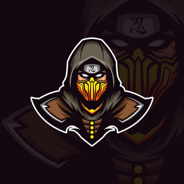 Illustration of Assasins Ninja On Yellow Mask Mascot