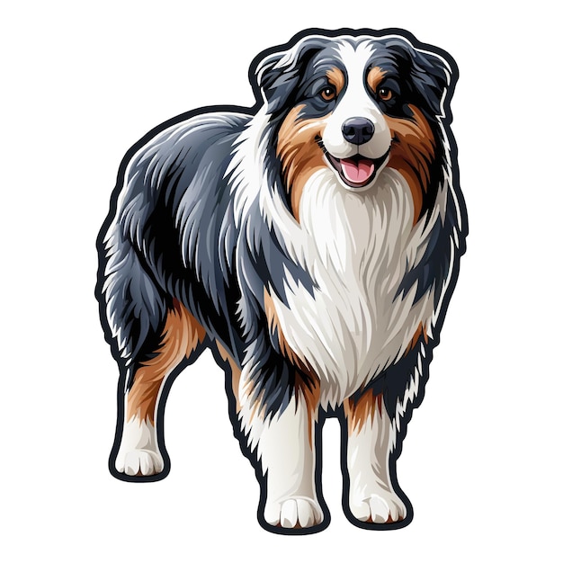 illustration of a Australian Shepherd