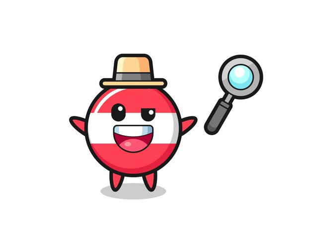 Illustration of the austria flag badge mascot as a detective who manages to solve a case