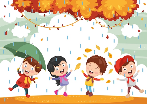 Illustration Of Autumn Children