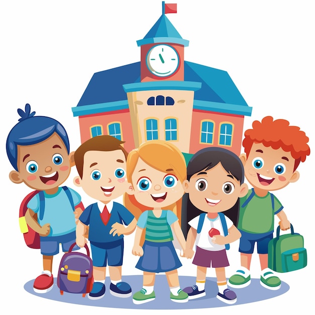 Vector illustration of back to school cartoon characters