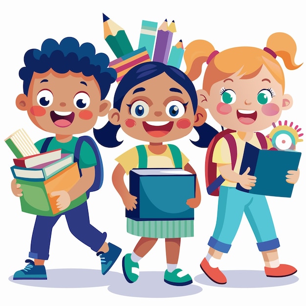 Vector illustration of back to school cartoon characters