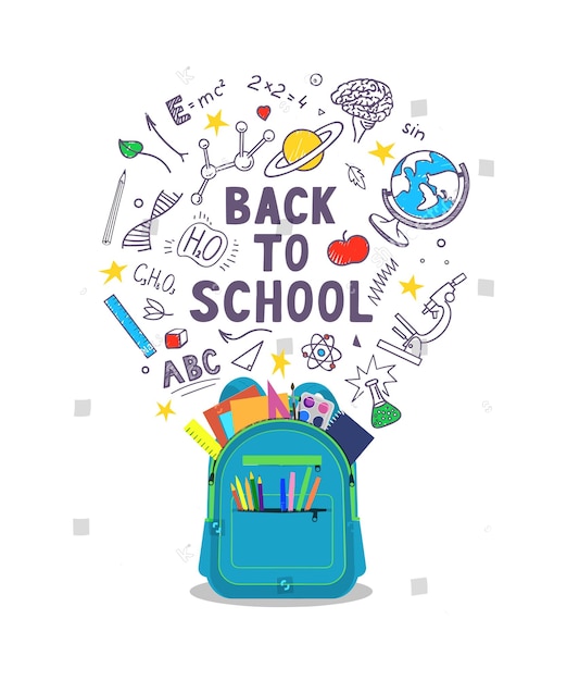 Illustration of a back to school poster and background elements