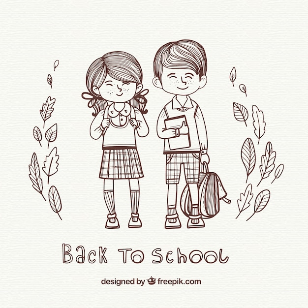 Vector illustration background of boys going to school