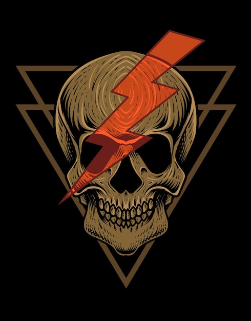 Illustration baddas lightning skull head Perfect for TshirtPosterHoodiejacketEtc