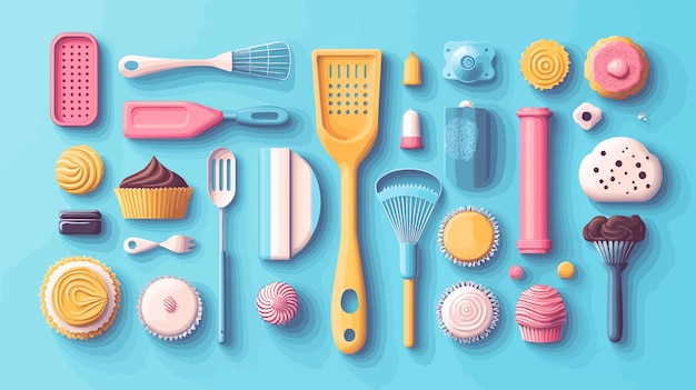 Vector illustration of baking tools in highquality vector flat 2d design style