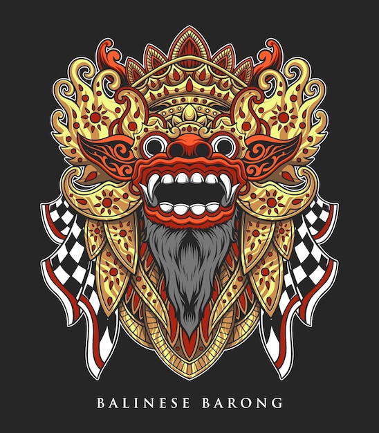 Vector illustration of a balinese barong mask with high detailed vector