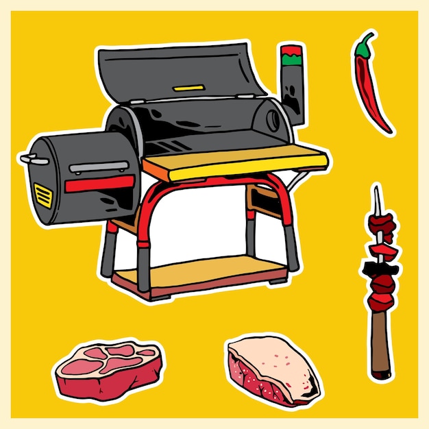 illustration of barbecue equipment in nature can be for poster stickers and templates