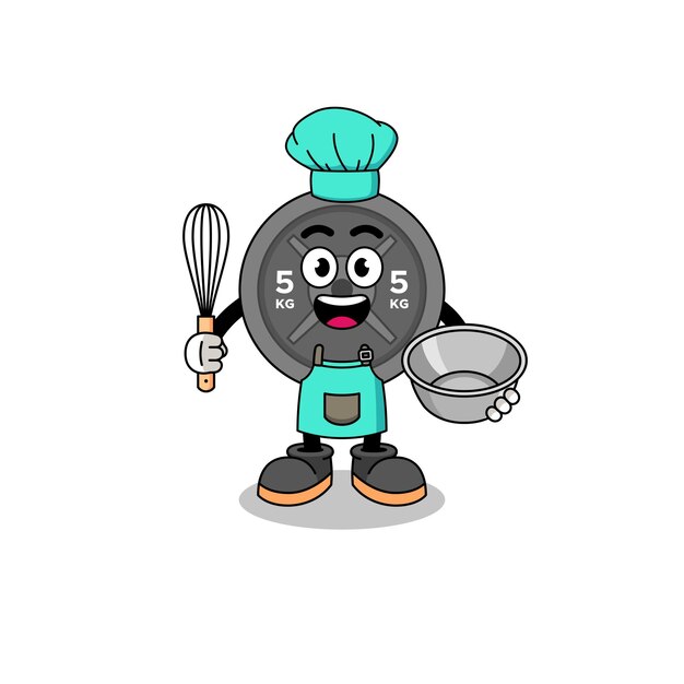 Illustration of barbell plate as a bakery chef