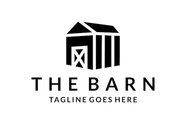 Illustration barn building house Vintage farm logo design farm cow cattle