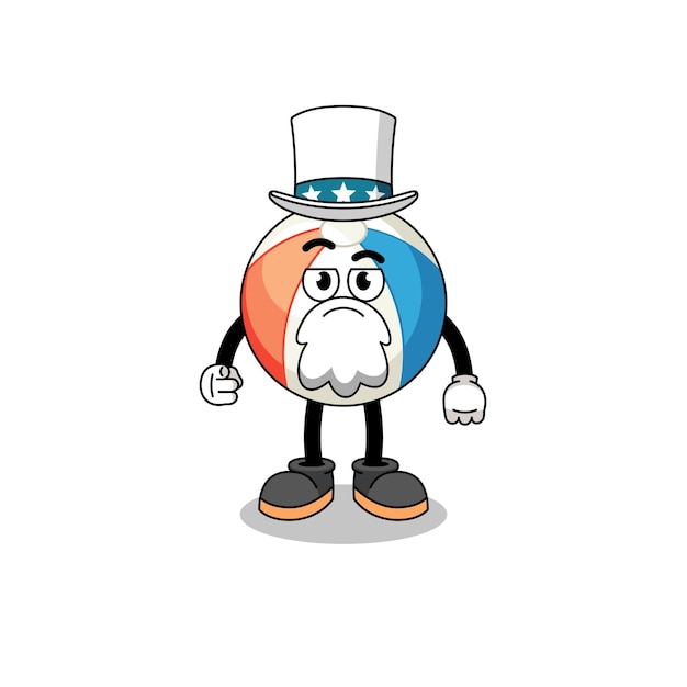 Vector illustration of beach ball cartoon with i want you gesture