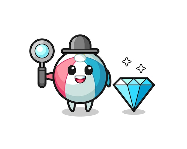 Illustration of beach ball character with a diamond