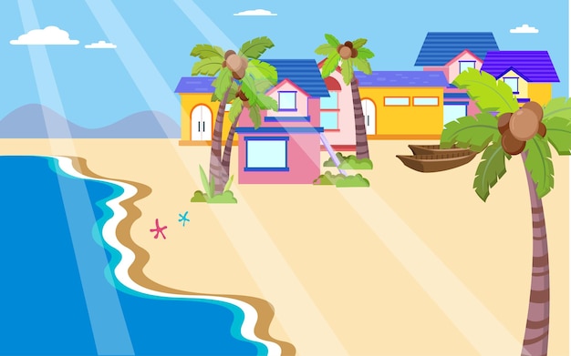 Illustration of beach scenery during the day