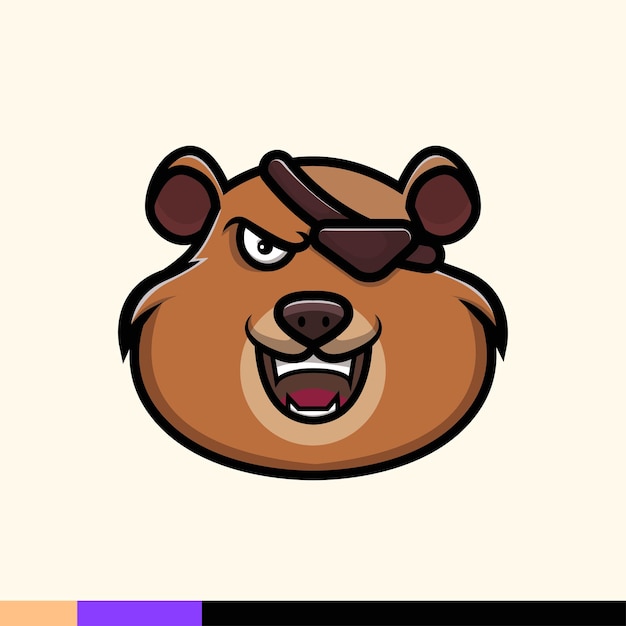 illustration of bear with pirate eye patch