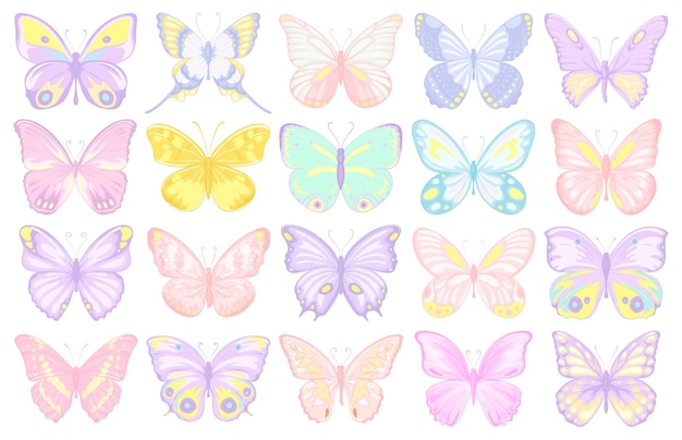 Illustration Beautiful butterfly collection set for love wedding valentines day or arrangement invitation design greeting card