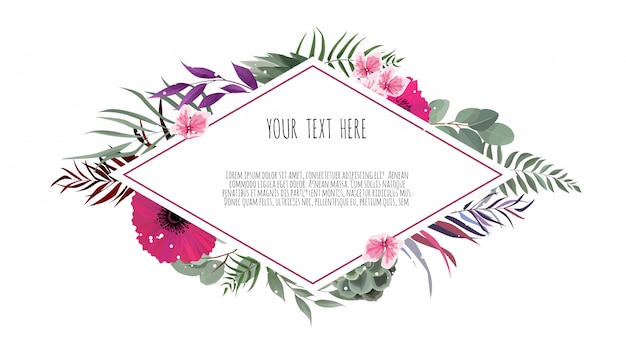 illustration of a beautiful floral frame with geometric frame