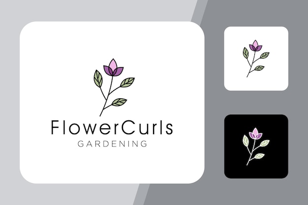 Illustration of a beautiful flower with many leaves attached to the stem logo