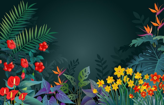 Illustration of beautiful tropical forest background