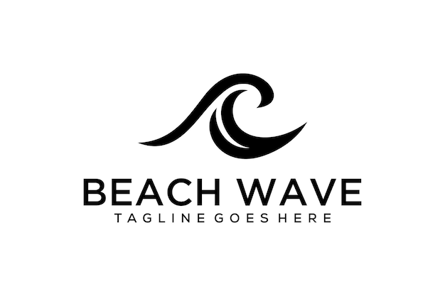 Illustration of beautiful wave symbols rolling the ocean for luxury travel companies logo design