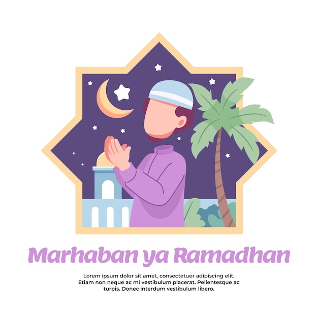 illustration of being happy with the arrival of the month of ramadan