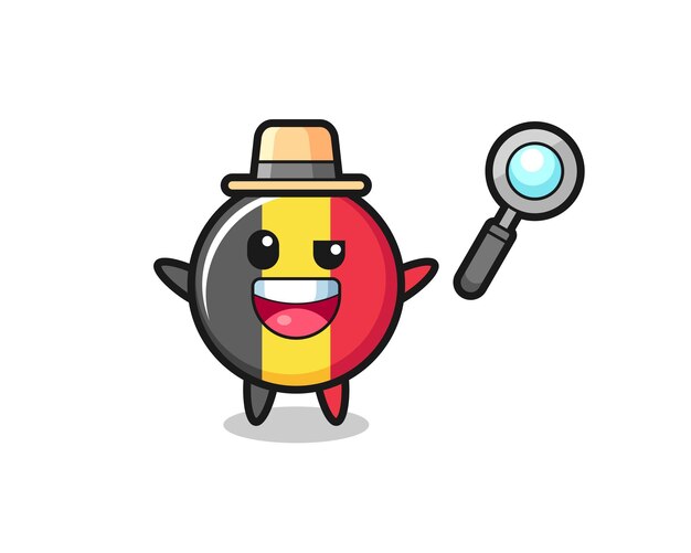 Illustration of the belgium flag badge mascot as a detective who manages to solve a case