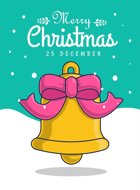 Illustration of a bell with a merry christmas greeting